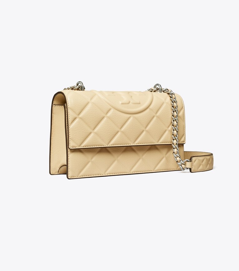 Tory Burch diseñador bolsos de hombro Bolso de hombro pequeño Fleming en Vanilla Soft Serve ángulo