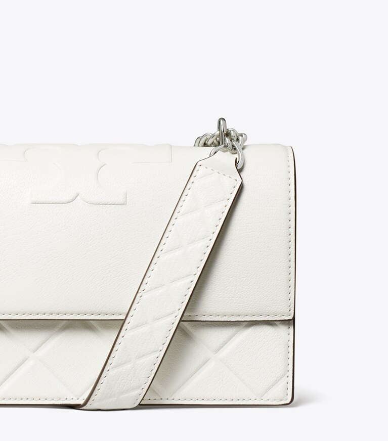 Tory Burch diseñador bolsos de hombro Bolso de hombro pequeño Fleming en Blanc detalle