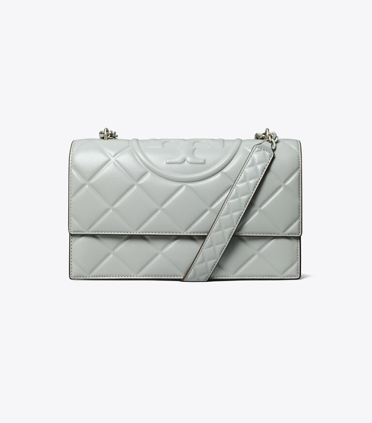 Tory Burch diseñador bolsos de hombro Bolso de hombro pequeño Fleming en Gray frente