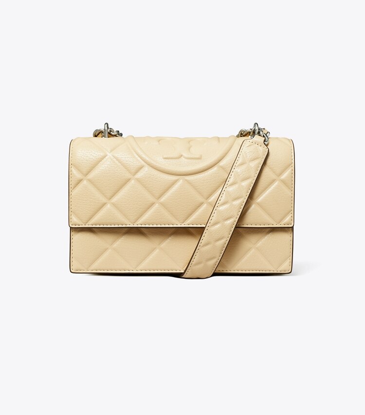 Tory Burch diseñador bolsos de hombro Bolso de hombro pequeño Fleming en Vanilla Soft Serve frente