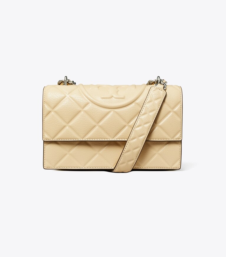 Tory Burch diseñador bolsos de hombro Bolso de hombro pequeño Fleming en Vanilla Soft Serve frente