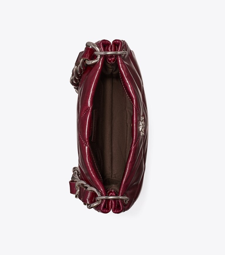 Tory Burch diseñador bolsos de hombro Bolso de hombro pequeño Kira con acolchado en forma de rombos desgastado en Dark Carmine vista superior