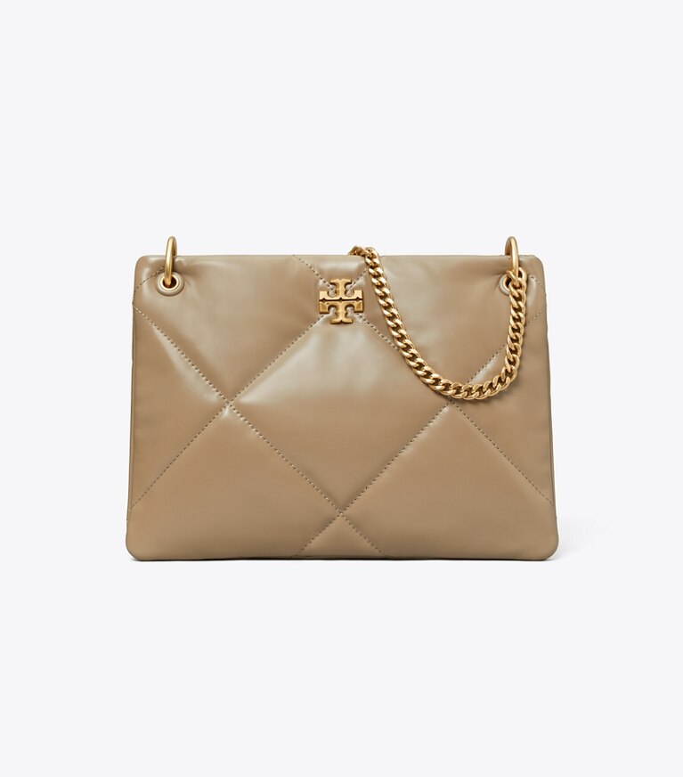 Tory Burch diseñador bolsos de hombro Bolso de hombro pequeño Kira Diamond Quilt en Taupe Oak frontal