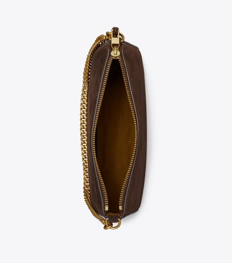 Tory Burch diseñador bolsos de hombro Bolso de hombro pequeño Perry de gamuza en Dark Cocoa vista superior
