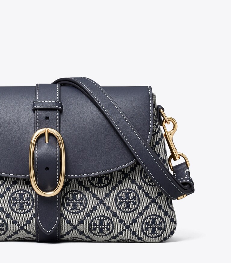 Tory Burch diseñador bolsos de hombro Bolso de hombro pequeño suave con monograma de T en Tory Navy detalle