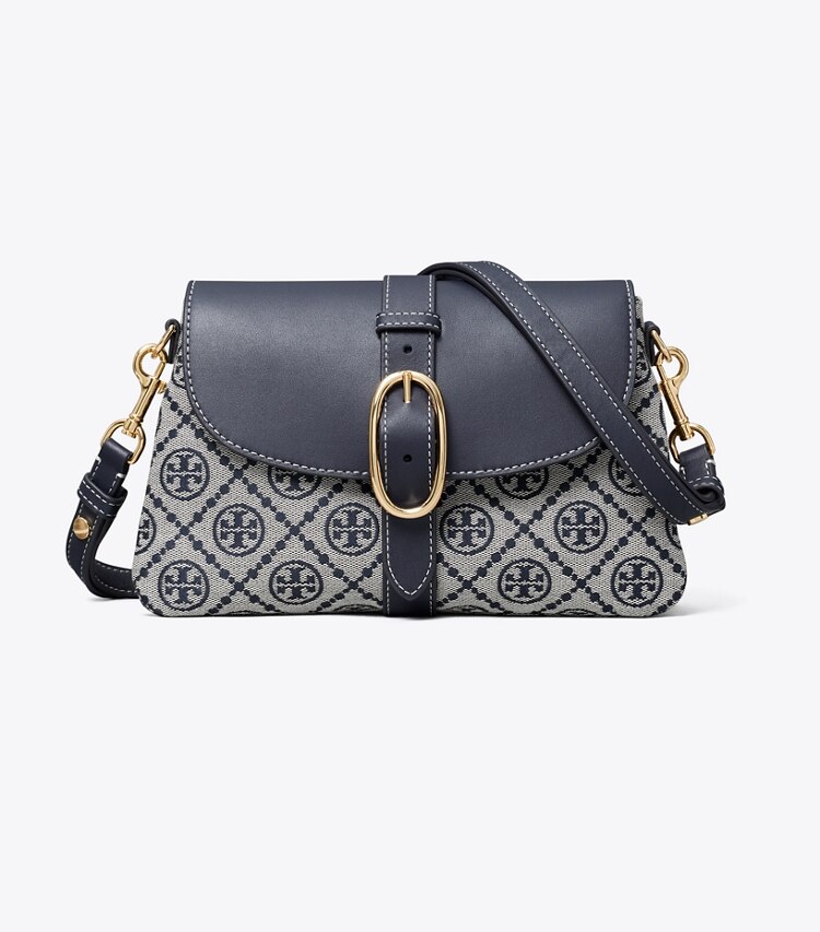 Tory Burch diseñador bolsos de hombro Bolso de hombro pequeño suave con monograma de T en Tory Navy frente