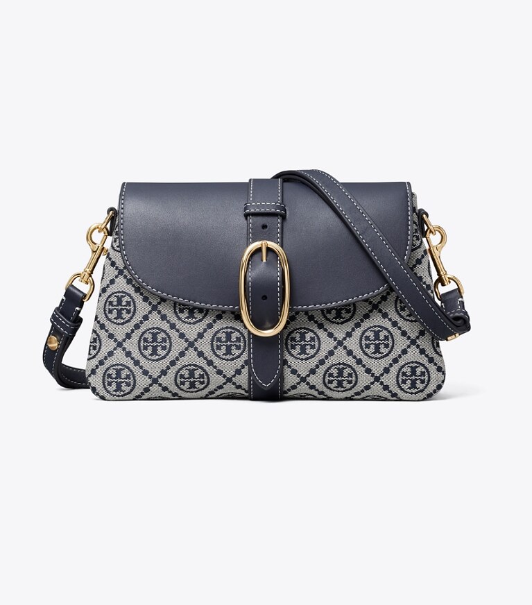 Tory Burch diseñador bolsos de hombro Bolso de hombro pequeño suave con monograma de T en Tory Navy frente