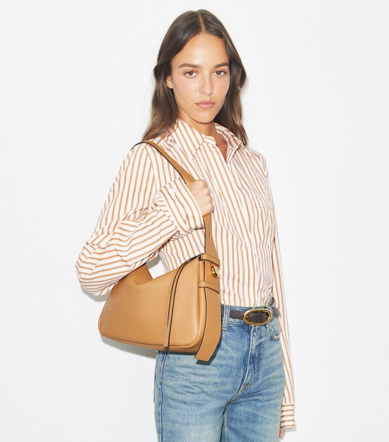 Tory Burch diseñador bolsos de hombro Bolso de hombro Romy en Tiramisu accesorio en modelo