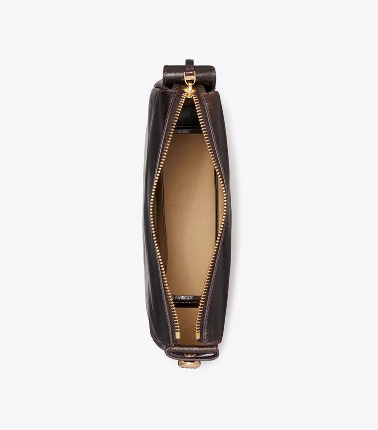 Tory Burch diseñador bolsos de hombro Bolso de hombro Romy desgastado en Dark Brown desde arriba