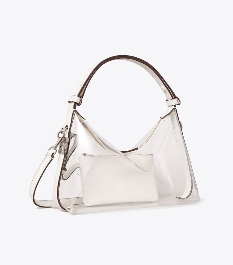 Tory Burch diseñador bolsos de hombro Bolso de hombro transparente Mellow en Crystal Clear ángulo