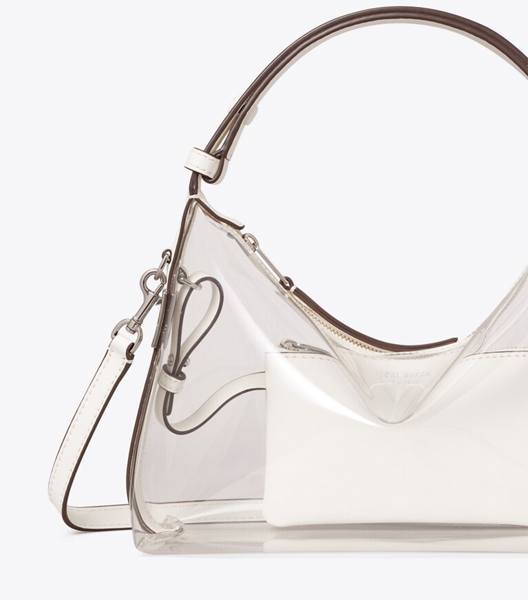 Tory Burch diseñador bolsos de hombro Bolso de hombro transparente Mellow en Crystal Clear detalle