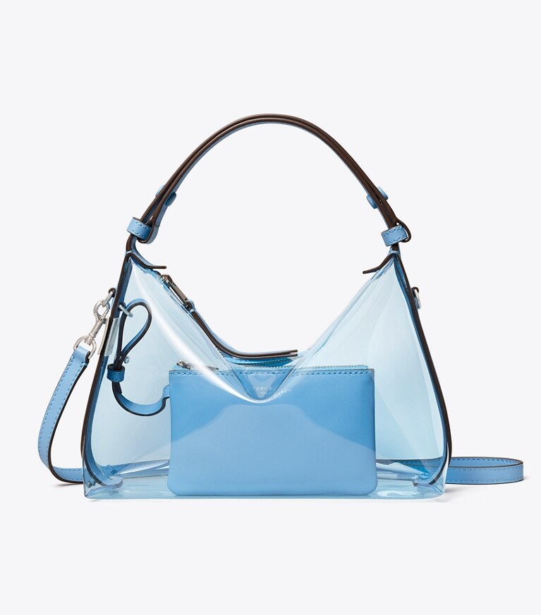 Tory Burch diseñador bolsos de hombro Bolso de hombro transparente Mellow en Pool Blue frente