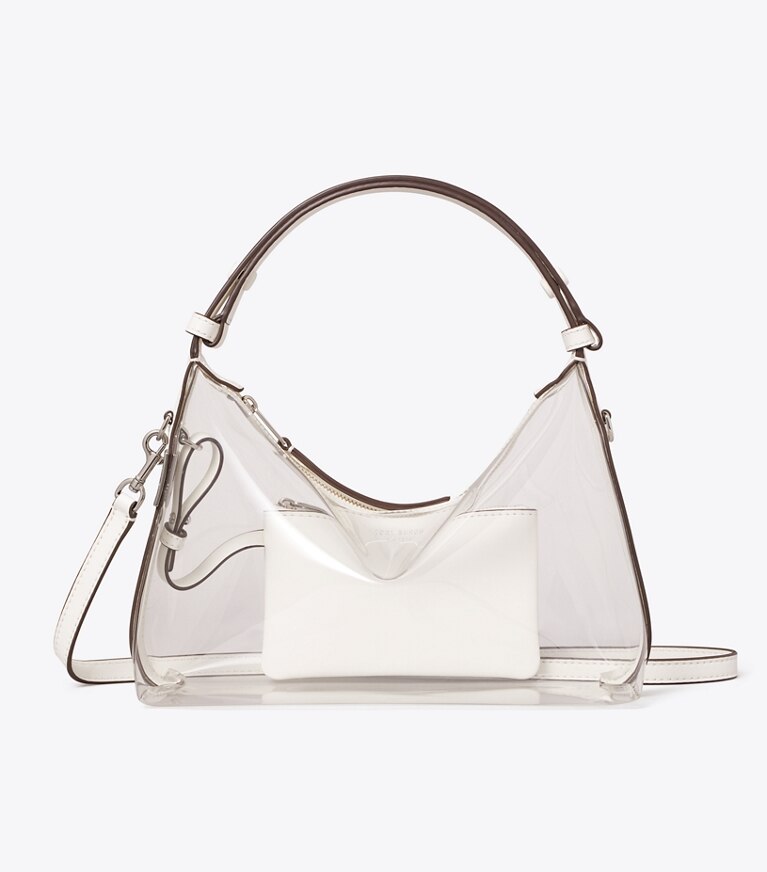 Tory Burch diseñador bolsos de hombro Bolso de hombro transparente Mellow en Crystal Clear frente