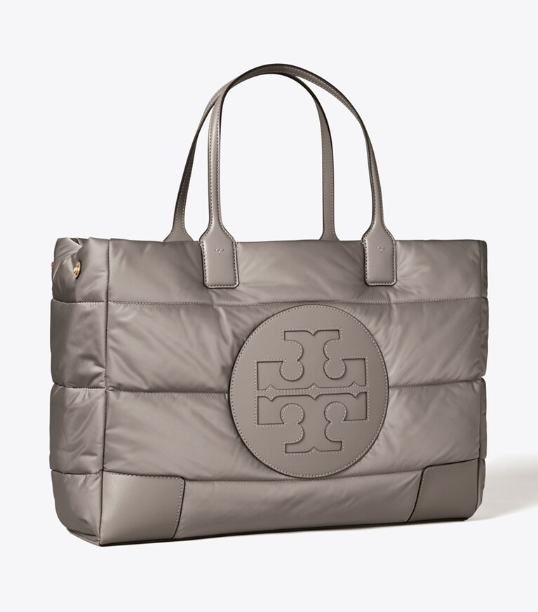 Tory Burch diseñador bolsos tote Bolso de mano acolchado Ella en Gray Heron ángulo
