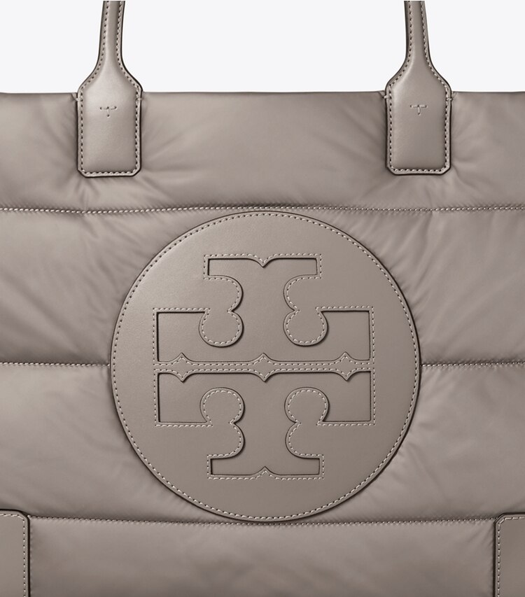 Tory Burch diseñador bolsos tote Bolso de mano acolchado Ella en Gray Heron detalle