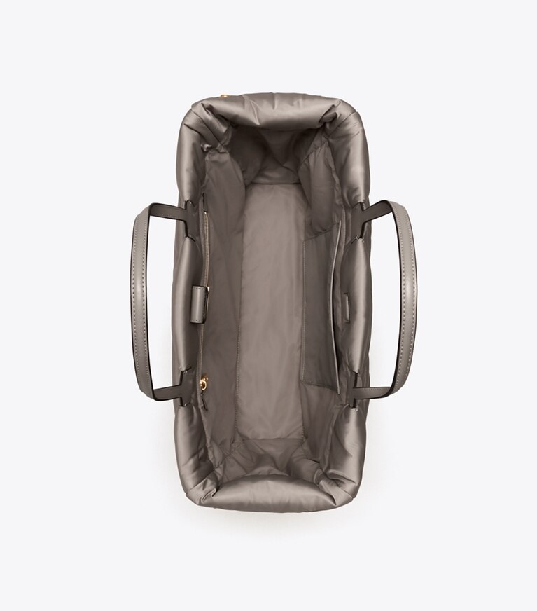 Tory Burch diseñador bolsos tote Bolso de mano acolchado Ella en Gray Heron vista superior