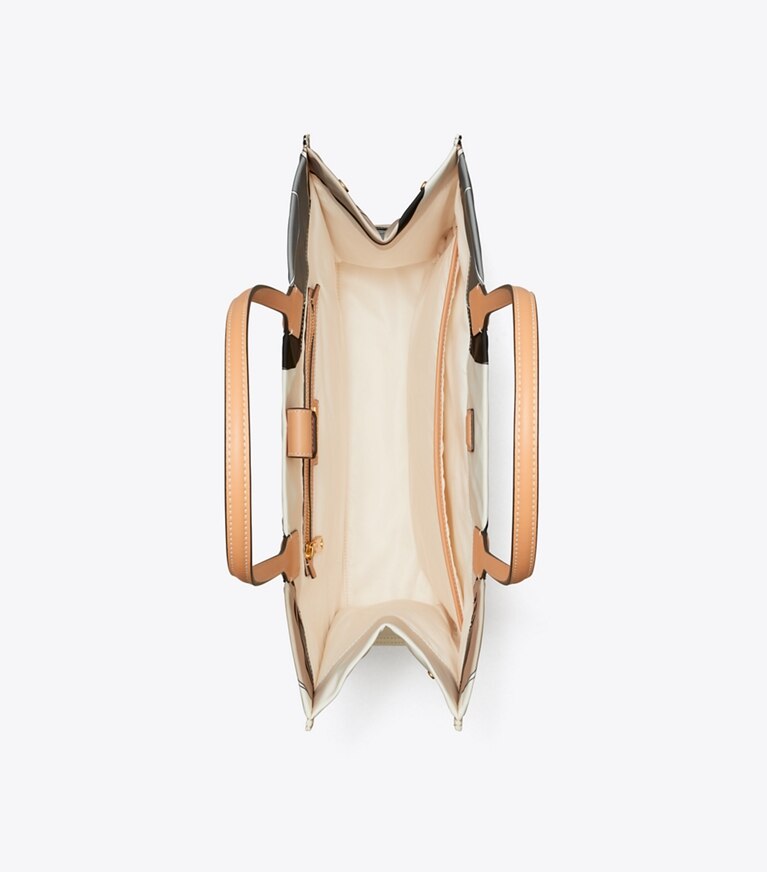 Tory Burch diseñador bolsos tote Bolso de mano Ella estampado en Neutral Tulip Swirl vista superior