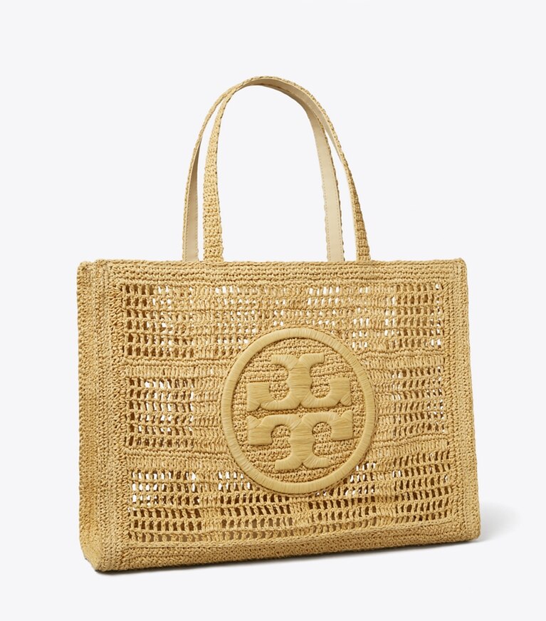 Tory Burch diseñador bolsos tote Bolso de mano grande Ella de croché hecho a mano en Natural ángulo