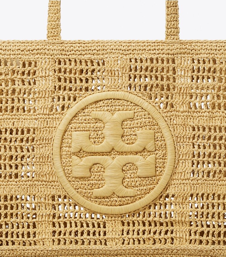 Tory Burch diseñador bolsos tote Bolso de mano grande Ella de croché hecho a mano en Natural detalle
