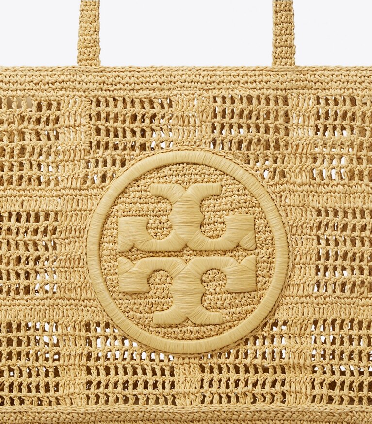 Tory Burch diseñador bolsos tote Bolso de mano grande Ella de croché hecho a mano en Natural detalle