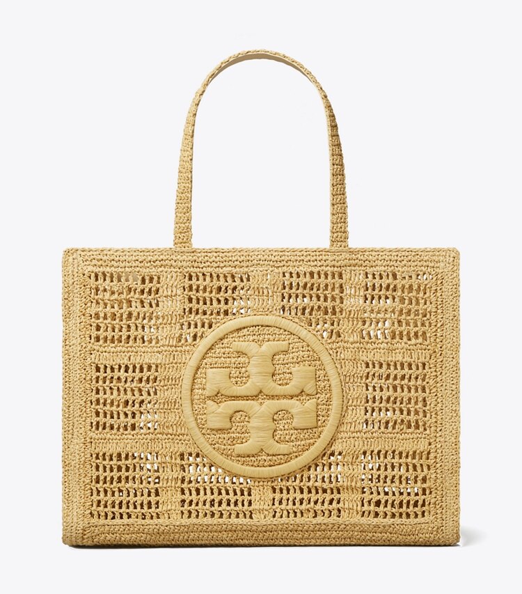 Tory Burch diseñador bolsos tote Bolso de mano grande Ella de croché hecho a mano en Natural frente