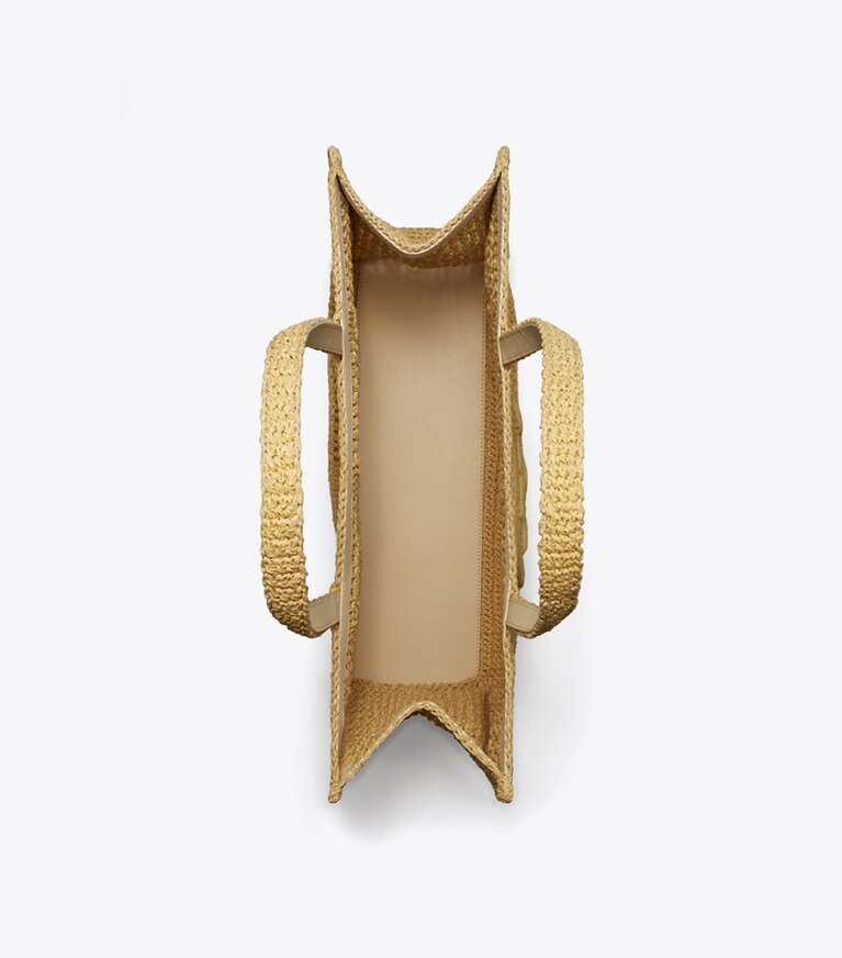 Tory Burch diseñador bolsos tote Bolso de mano grande Ella de croché hecho a mano en Natural vista superior