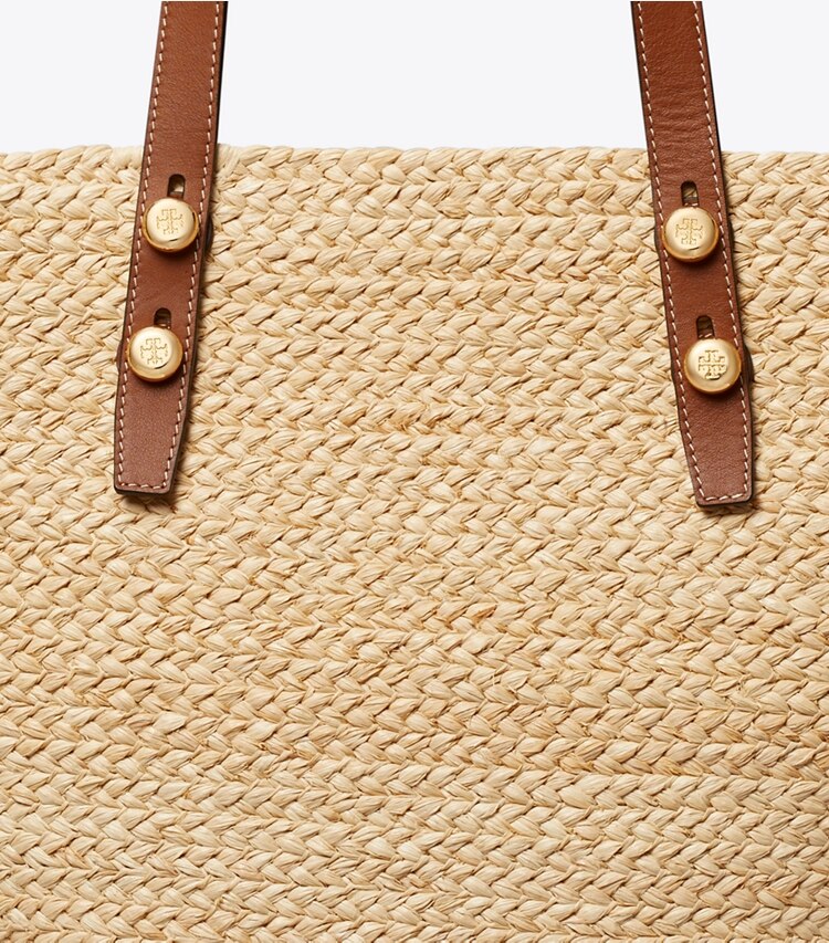 Tory Burch diseñador bolsos tote Bolso de mano grande Romy Basket en Natural detalle