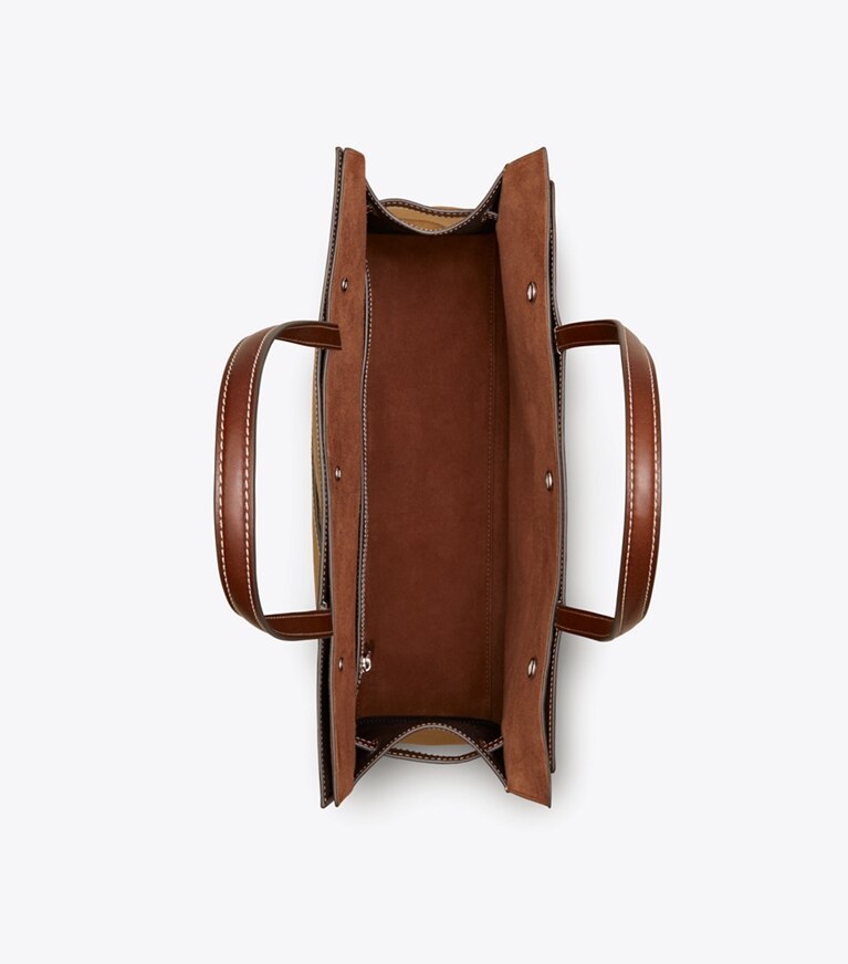 Tory Burch diseñador bolsos tote Bolso de mano Lee Radziwill de lona en Khaki vista superior