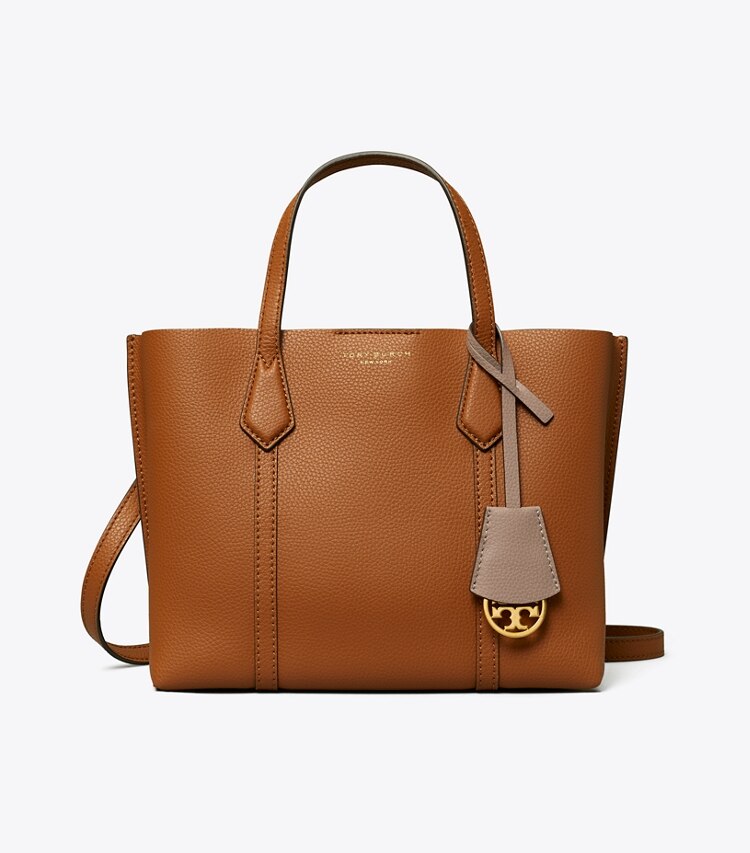 Tory Burch diseñador bolsos tote Bolso de mano pequeño Perry de tres compartimentos en Light Umber frente