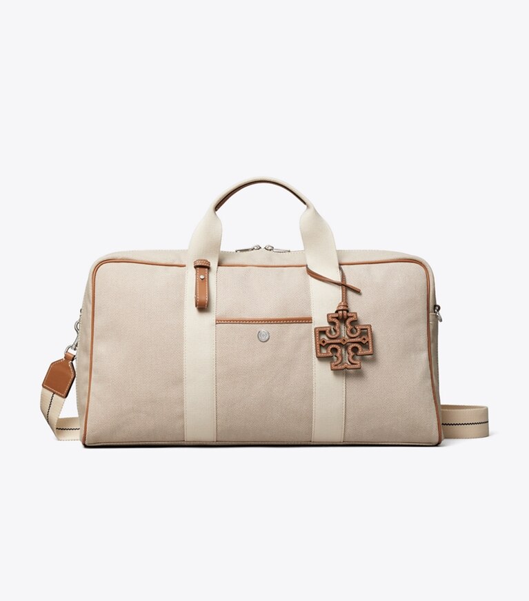 Tory Burch diseñador bolsos tote Bolso de mano Pickleball de lona en dos tonos en Natural / Brown frente