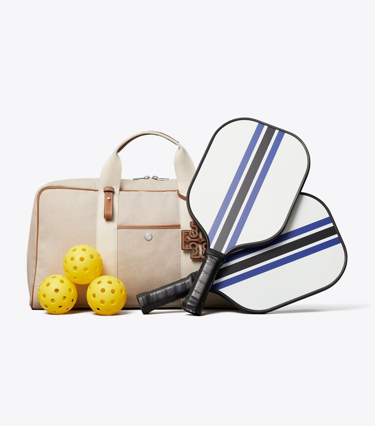 Tory Burch diseñador bolsos tote Bolso de mano Splash Pickleball en White / Blue detalle