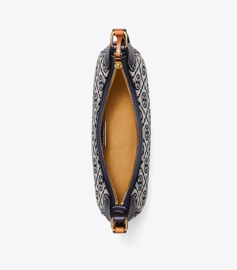 Tory Burch diseñador bolsos de hombro Bolso de media luna con monograma de T en Tory Navy vista superior