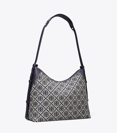 Tory Burch diseñador bolsos de hombro Bolso de mensajero con monograma en T en Tory Navy ángulo