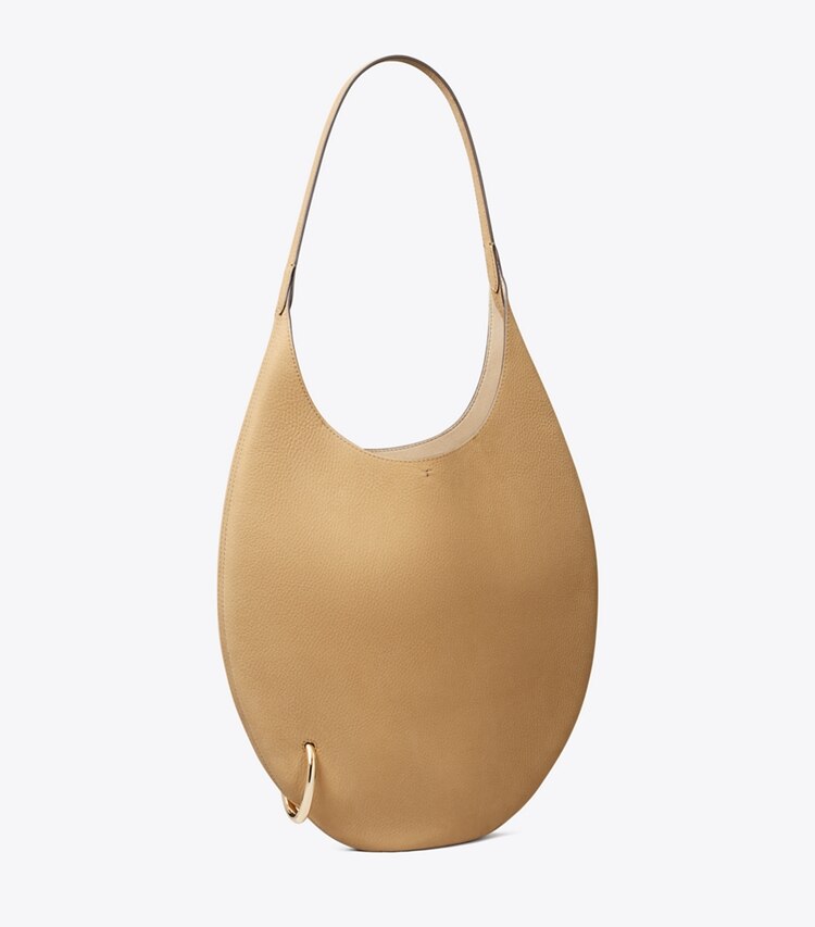 Tory Burch diseñador bolsos de hombro Bolso de nobuk suave Pierced en Stone ángulo