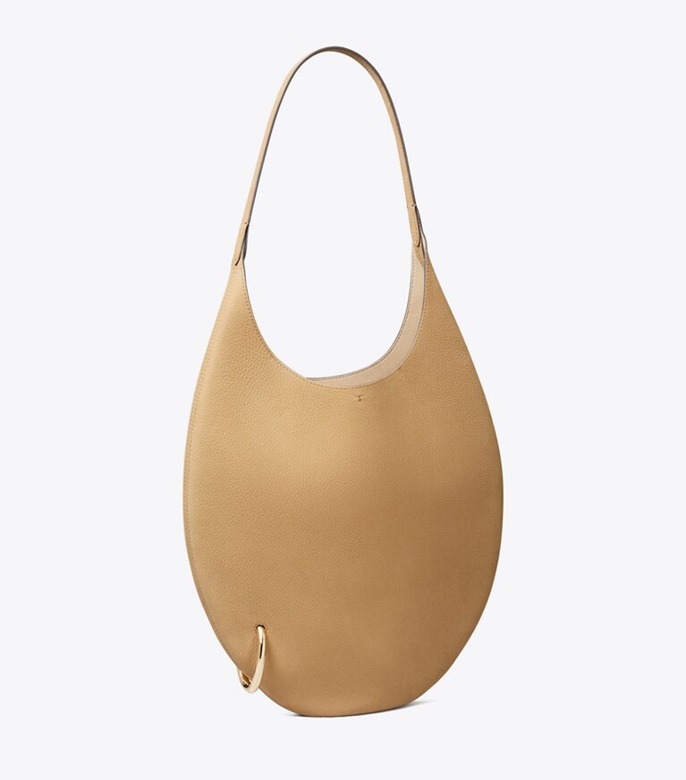 Tory Burch diseñador bolsos de hombro Bolso de nobuk suave Pierced en Stone ángulo