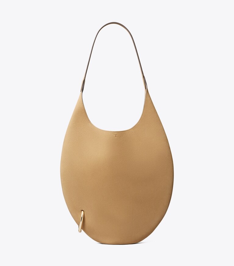 Tory Burch diseñador bolsos de hombro Bolso de nobuk suave Pierced en Stone frente
