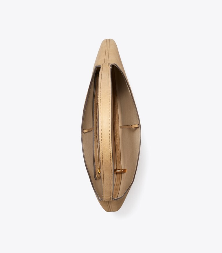 Tory Burch diseñador bolsos de hombro Bolso de nobuk suave Pierced en Stone vista superior