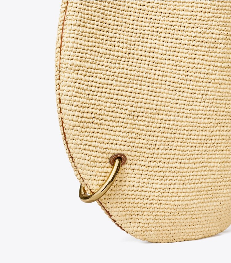 Tory Burch diseñador bolsos de hombro Bolso de rafia suave Pierced en Natural detalle