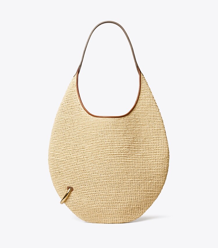 Tory Burch diseñador bolsos de hombro Bolso de rafia suave Pierced en Natural frente