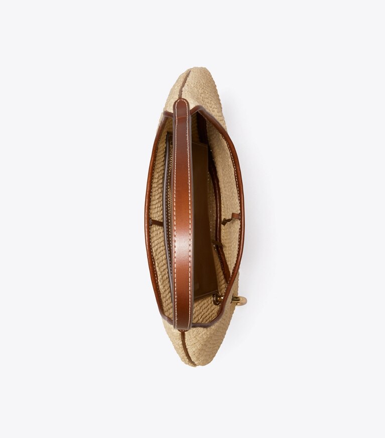 Tory Burch diseñador bolsos de hombro Bolso de rafia suave Pierced en Natural vista superior