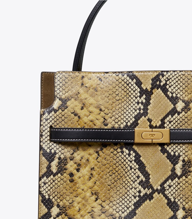 Tory Burch diseñador bolsos satchel Bolso doble Lee Radziwill en Sand Drift detalle