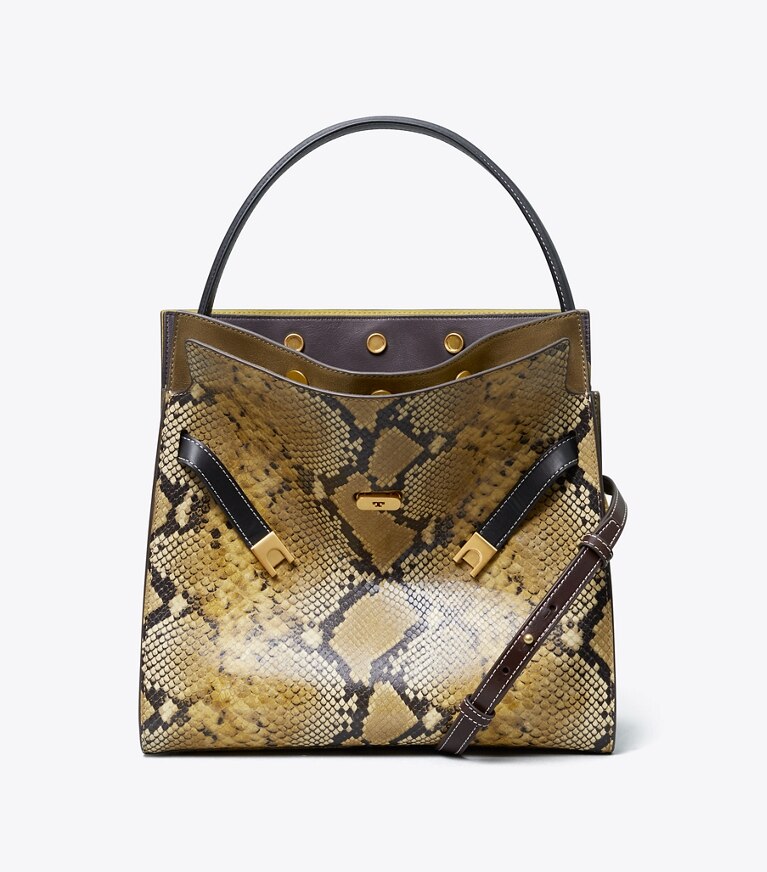 Tory Burch diseñador bolsos satchel Bolso doble Lee Radziwill en Sand Drift frontal