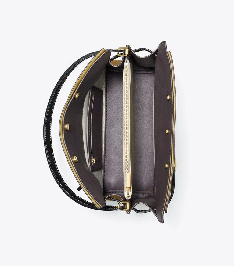 Tory Burch diseñador bolsos satchel Bolso doble Lee Radziwill en Sand Drift desde arriba