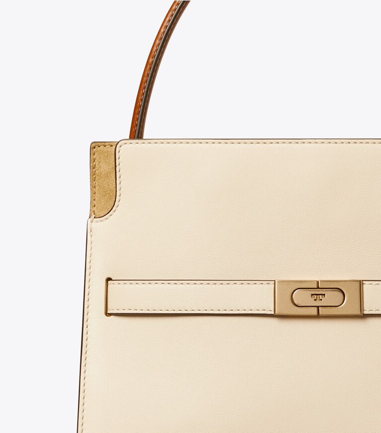 Tory Burch diseñador bolsos satchel Bolso doble Lee Radziwill pequeño en New Cream detalle