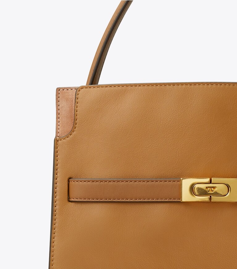 Tory Burch diseñador bolsos satchel Bolso doble Lee Radziwill pequeño en Tiramisu detalle