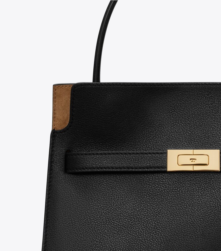 Tory Burch diseñador bolsos satchel Bolso doble pequeño Lee Radziwill en Black detalle