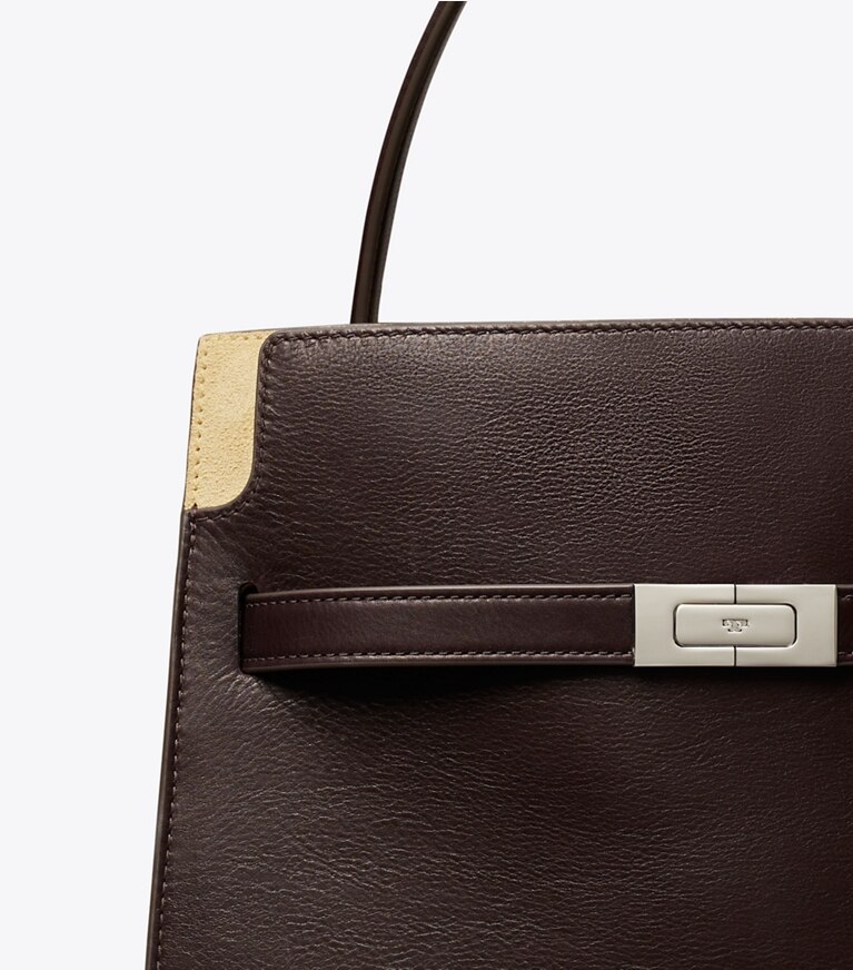 Tory Burch diseñador bolsos satchel Bolso doble pequeño Lee Radziwill en Coco detalle