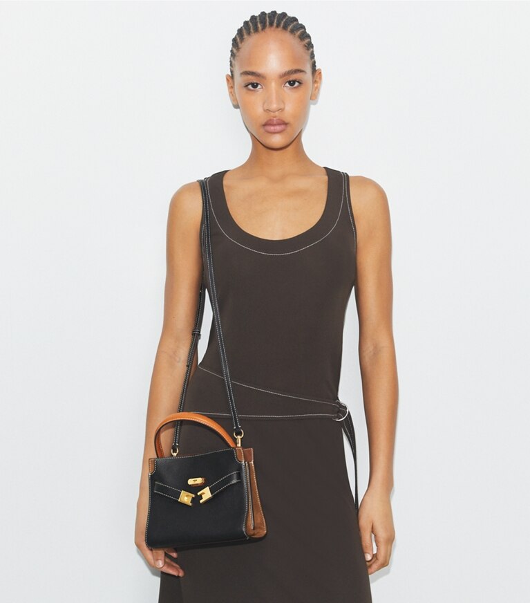 Tory Burch diseñador bolsos bandolera Bolso doble Petite de Lee Radziwill en Black accesorio en el modelo