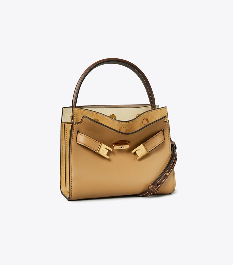Tory Burch diseñador bolsos bandolera Bolso doble Petite de Lee Radziwill en Ginger Shortbread ángulo