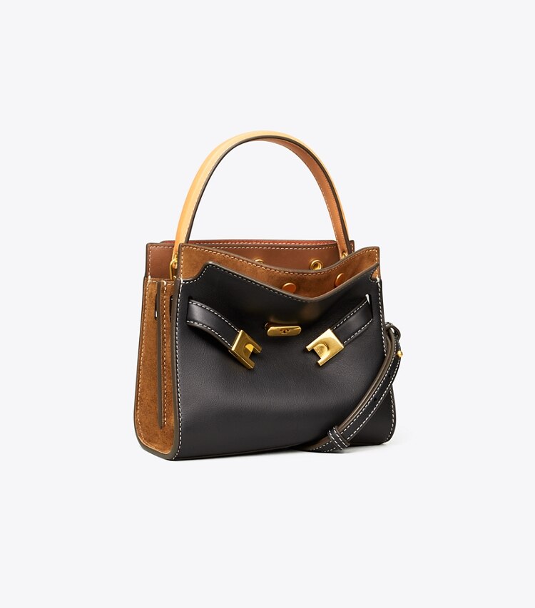 Tory Burch diseñador bolsos bandolera Bolso doble Petite de Lee Radziwill en Black ángulo